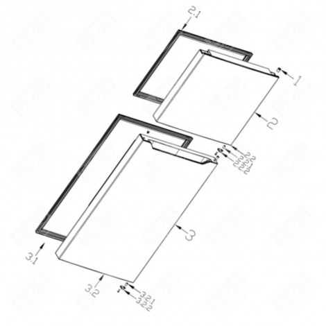 TÜR-DICHTUNG (KENNZEICHNUNG 3.1) KÜHLSCHRANK, GEFRIERSCHRANK - 1065432, 34041163