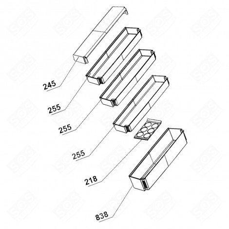 FLASCHENBALKON (REFERENZ NR. 838) 495X120X97 MM KÜHLSCHRANK, GEFRIERSCHRANK - 4666200200