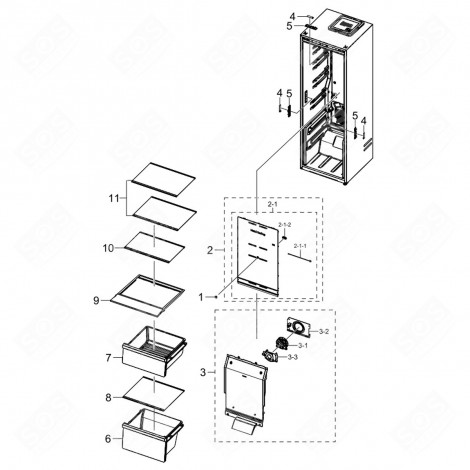 OBERE ABLAGE (MARKIERUNG NR. 11) 495 X 356 MM KÜHLSCHRANK, GEFRIERSCHRANK - DA97-17517H