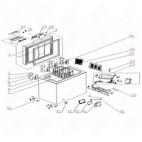 TÜRDICHTUNG (KENNZEICHNUNG NR. 1.1) KÜHLSCHRANK, GEFRIERSCHRANK - 1066621, 34030249