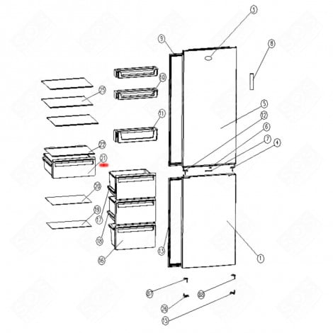 GEMÜSEBEHÄLTER (BEZUGSNUMMER 21) KÜHLSCHRANK, GEFRIERSCHRANK - 1057793, 53041300