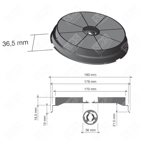 KOHLEFILTER RUND TYP 180 CR300 (PRO STÜCK)