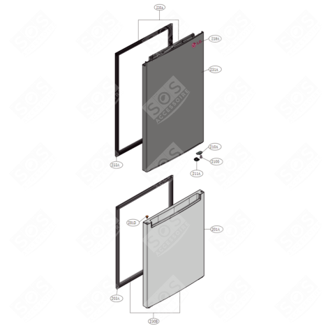 PORTE (PARTIE CONGÉLATEUR) KÜHLSCHRANK, GEFRIERSCHRANK - ADD76195973