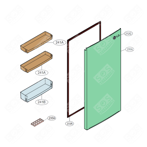 FAÇADE PORTE (PARTIE RÉFRIGÉRATEUR) KÜHLSCHRANK, GEFRIERSCHRANK - ADD75816453