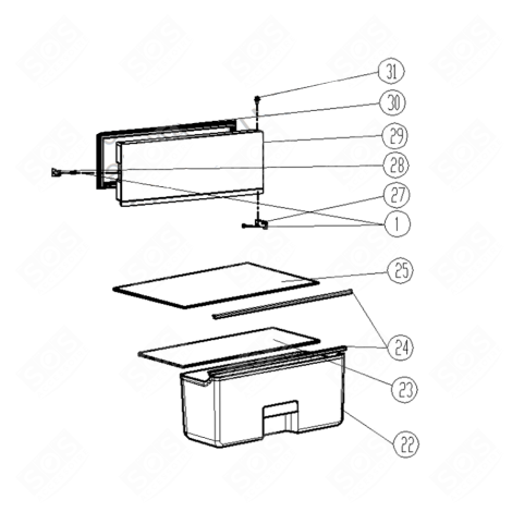 PORTILLON DE FREEZER (REPÈRE 29) KÜHLSCHRANK, GEFRIERSCHRANK - 693L88