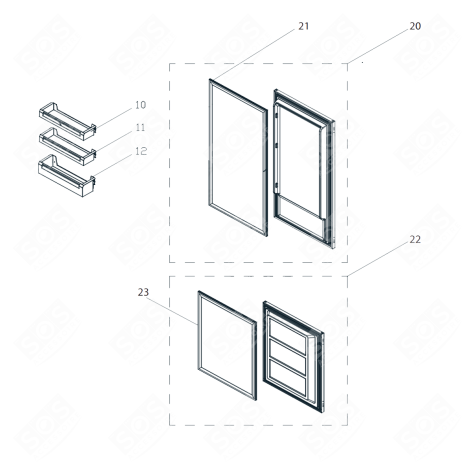 PORTE AVEC JOINT (PARTIE CONGÉLATEUR) KÜHLSCHRANK, GEFRIERSCHRANK - AS0043554