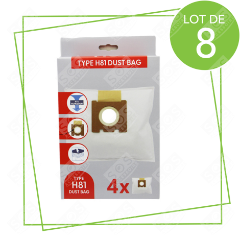 LOT DE 8 BOÎTES DE 4 SACS MICROFIBRE H81 STAUBSAUGER - 35601865