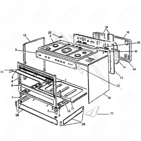 SCHARNIER- UND ORIGINALHALTERUNG BACKOFEN, KÜCHENHERD - C00273784, 482000086980