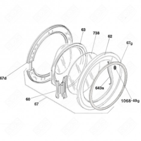 RAHMEN DES BULLAUGES (KENNUNG 62) WASCHMASCHINE - 43012325