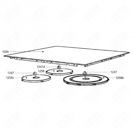 GLASKERAMIK-OBERSEITE (KENNZEICHEN 1024) KOCHPLATTEN, HERDPLATTEN, KOCHFELD - 49044069