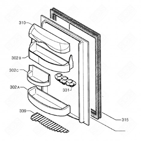 ORIGINALER KÜHLSCHRANKTÜR DICHTUNG (KENNZEICHNUNG 315) KÜHLSCHRANK, GEFRIERSCHRANK - 2144821200