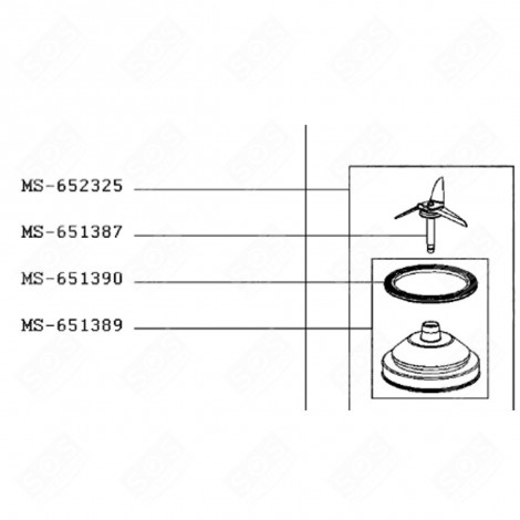 BLENDER-MESSER + DICHTUNG (MS-651387) KÜCHENMASCHINE - MS-651387, MS-653230