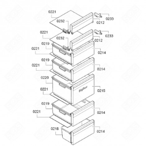 SCHUBLADE (REFERENZ 02018) KÜHLSCHRANK, GEFRIERSCHRANK - 00709670, 20002174