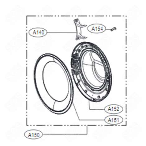 KOMPLETTTÜR (A150) WASCHMASCHINE - ADC74625730, ADC74625701