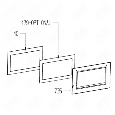 ZWISCHENVERGLASUNG (NR. 479) 776X373 MM BACKOFEN, KÜCHENHERD - 490300087