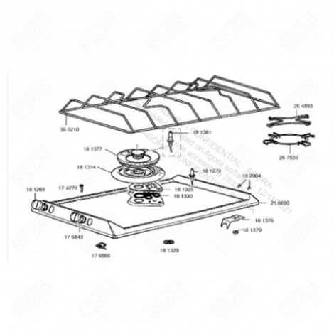 ORIGINALER SCHALTHEBEL 181268 KOCHPLATTEN, HERDPLATTEN, KOCHFELD - 00181268, 181268