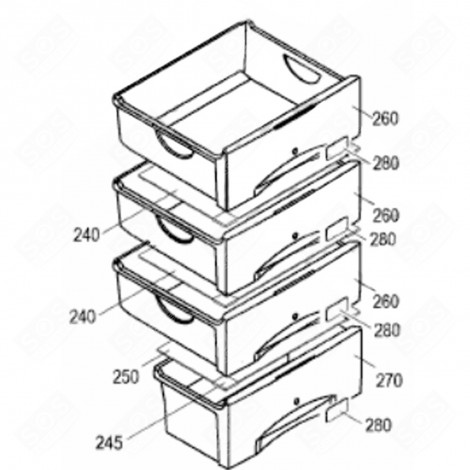 SCHABLONENDRUCKBAND FÜR SCHUBLADE (KENNZEICHNUNG 280) KÜHLSCHRANK, GEFRIERSCHRANK - 7420386