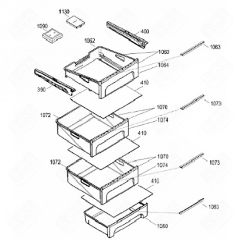 SICHERHEITSGLAS-TABLETTE (KENNZEICHEN 410) KÜHLSCHRANK, GEFRIERSCHRANK - 7277202