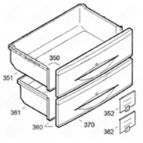 KOMPLETTE SCHUBLADE (KENNZEICHEN 350) KÜHLSCHRANK, GEFRIERSCHRANK - 9791177