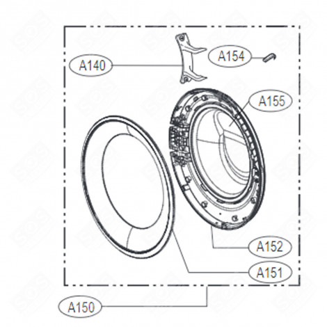 VOLLSTÄNDIGES BULLAUGE BEZUG A150 WASCHMASCHINE - ADC74745510