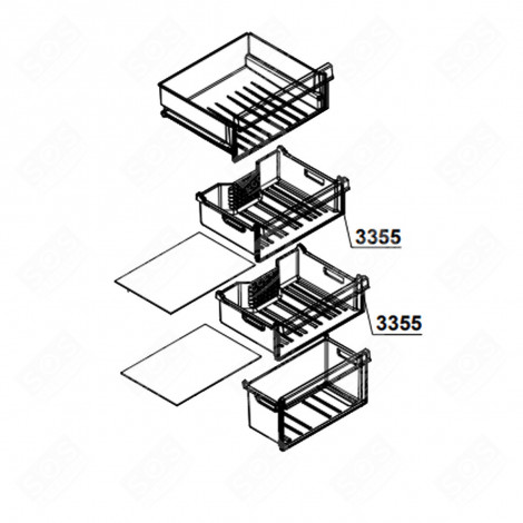 VOLLSTÄNDIGE SCHUBLADE REFERENZ 3355 404X385X155 MM KÜHLSCHRANK, GEFRIERSCHRANK - 4667330100