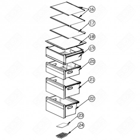 SCHUBLADE (KENNZEICHNUNG 20) KÜHLSCHRANK, GEFRIERSCHRANK - 0060847438A