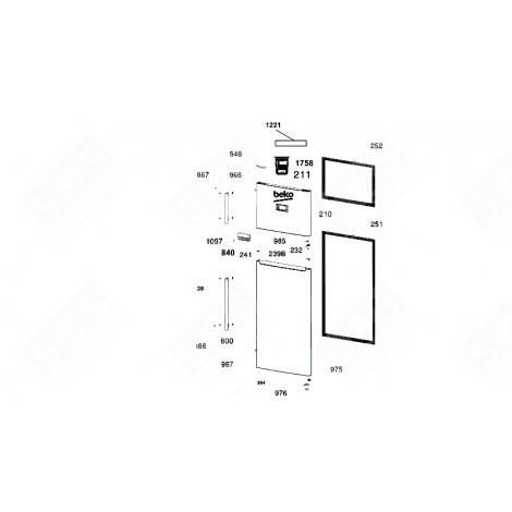 TÜR-DICHTUNG (KÜHLSCHRANKTEIL, KENNZEICHEN 251) KÜHLSCHRANK, GEFRIERSCHRANK - 5928102400