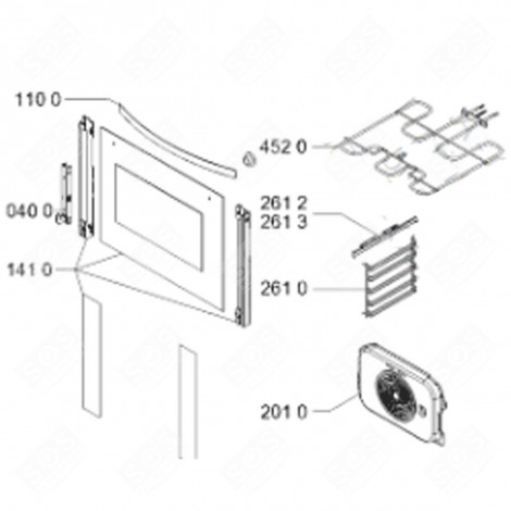 OFENGLAS + HALTERUNG (KENNZEICHNUNG 1410) ORIGINAL BACKOFEN, KÜCHENHERD - 481010898182, C00500093