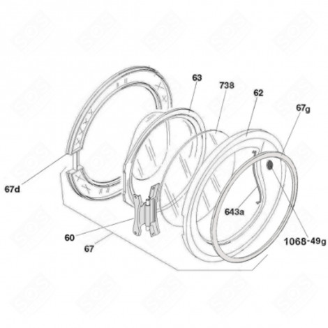 KOMPLETTE TÜR (KENNZEICHNUNG 67) WASCHMASCHINE - 43015213