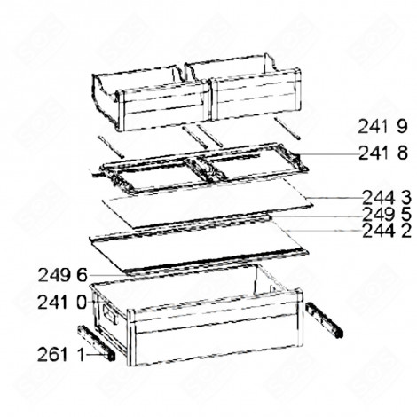 ORIGINAL KURZES GLASREGAL (KENNZEICHNUNG 244 2) KÜHLSCHRANK, GEFRIERSCHRANK - 481011135264, C00513423