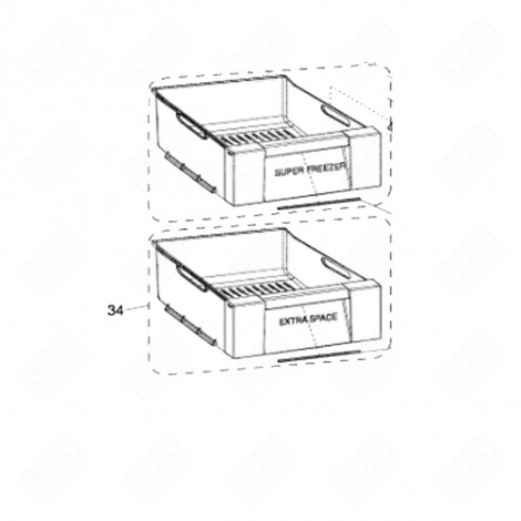 ORIGINALER SCHUBLADE NR. 34 496X547X220 MM KÜHLSCHRANK, GEFRIERSCHRANK - C00510451 