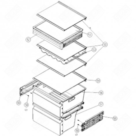 OBERER GEMÜSEBEHÄLTER (KENNZEICHNUNG 54) KÜHLSCHRANK, GEFRIERSCHRANK - 570F10