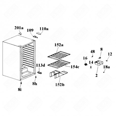 OBERSTE GITTER (KENNZEICHEN 152A) KÜHLSCHRANK, GEFRIERSCHRANK - 49010076