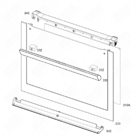 ORIGINAL-AUSSENTÜRGLAS EDELSTAHL (KENNZEICHNUNG 300) BACKOFEN, KÜCHENHERD - 5613093060 