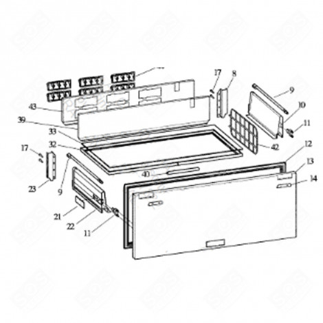 ORIGINALE SILBERNE SCHUBFACHFRONT (REFERENZ 13) KÜHLSCHRANK, GEFRIERSCHRANK - C00140740, C00288578