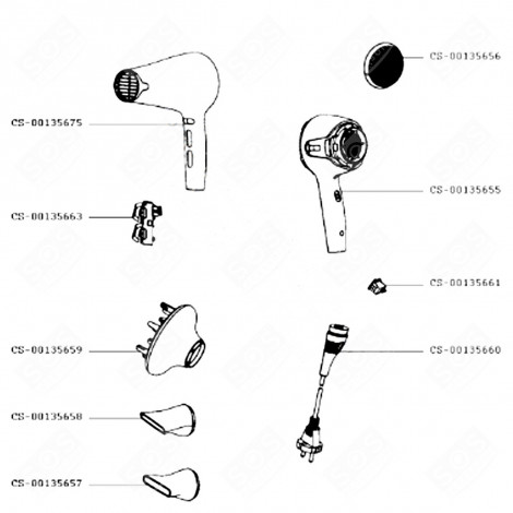 HALBES VORDERES GEHÄUSE SCHWARZ (KENNZEICHEN CS-00135675) HAARTROCKNER - CS-00135675