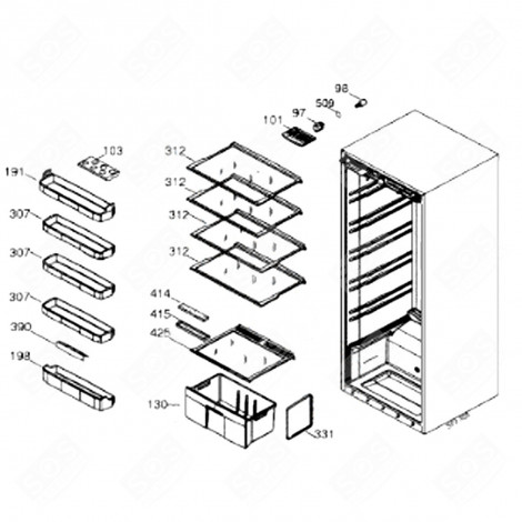 GEMÜSEFACH (RIF. 130) KÜHLSCHRANK, GEFRIERSCHRANK - 46X5301 