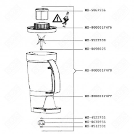 MIXER SCHÜSSEL NACKT (MS-8080017477) KÜCHENMASCHINE - 8080017477