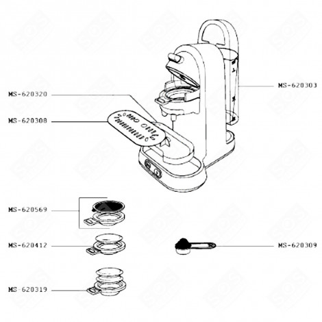 2-KAPSELHALTERUNG KAFFEEMASCHINE, ESPRESSOMASCHINE - MS-620319