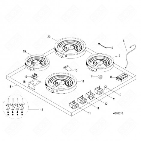 RESTLICHTSCHALTER (BEZUG 16) KOCHPLATTEN, HERDPLATTEN, KOCHFELD - C00098655