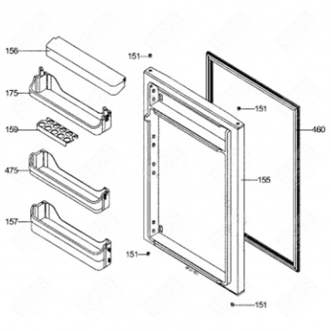 GEFRIERSCHRANKTÜR (KENNZEICHEN 155) KÜHLSCHRANK, GEFRIERSCHRANK - 46X2177