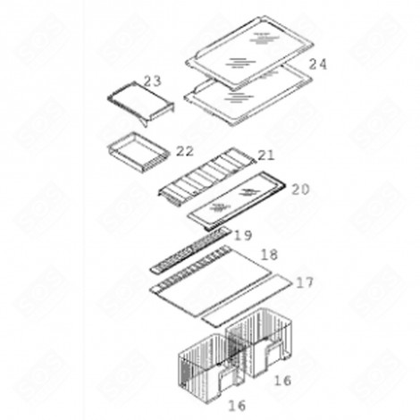 GLASABLAGE (KENNZEICHEN 24) KÜHLSCHRANK, GEFRIERSCHRANK - 43X9813