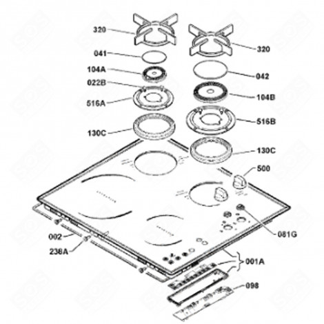 SCHWARZER KNOPF (KENNZEICHEN 500) ORIGINAL BACKOFEN, KÜCHENHERD - 3550308096