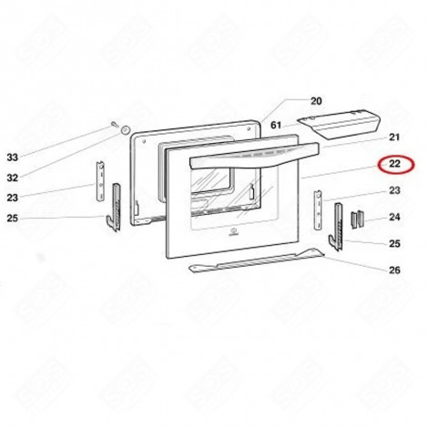 ÄUSSERE SCHEIBE (KENNZEICHNUNG 22) 494X413 MM BACKOFEN, KÜCHENHERD - C00143446, 482000081991