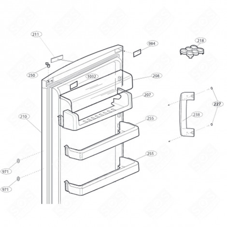 OBERE TÜRABLAGE (MARKIERUNG 207) 438X93X93 MM KÜHLSCHRANK, GEFRIERSCHRANK - 4807160300