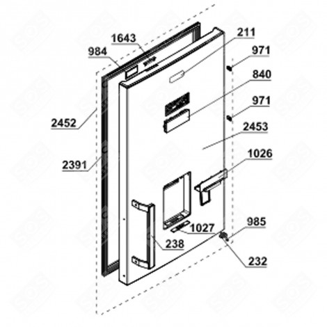 GEFRIERFACH-TÜR (KENNZEICHEN 2453) KÜHLSCHRANK, GEFRIERSCHRANK - 4661130100