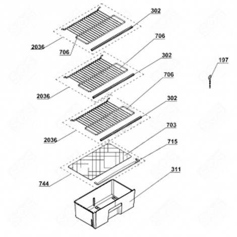 EINSCHUB, DRAHTREGAL (KENNZEICHNUNG 706) KÜHLSCHRANK, GEFRIERSCHRANK - 4547030100