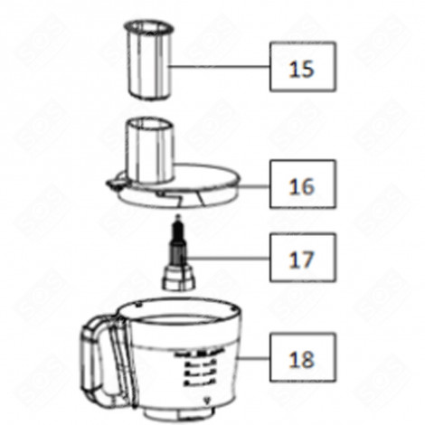 PLASTIKBOLZENACHSE (KENNZEICHNUNG 17) KÜCHENMASCHINE - CU001144