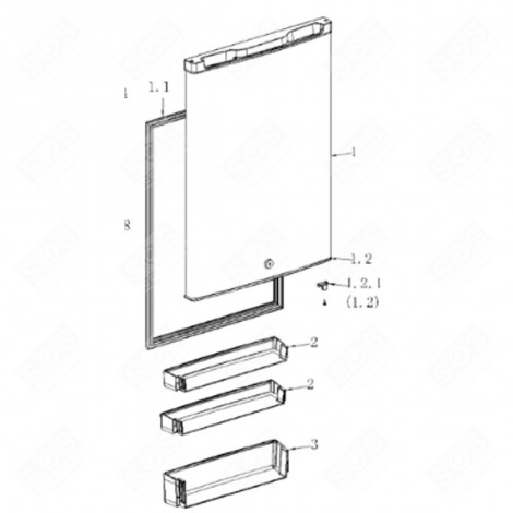 FLASCHENABLAGE (KENNZEICHEN 3) KÜHLSCHRANK, GEFRIERSCHRANK - FR000510