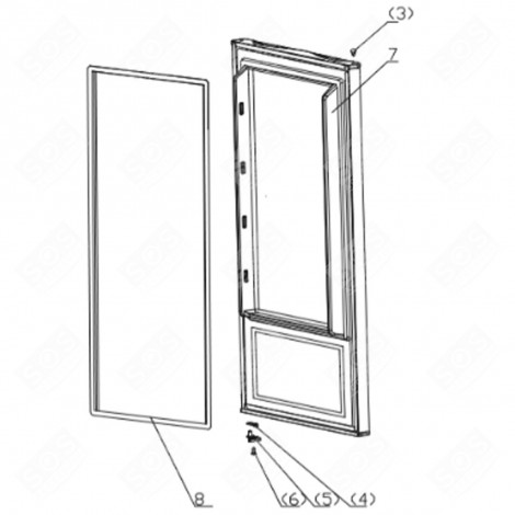 GRAUE TÜR DICHTUNG (KENNZEICHNUNG 8) KÜHLSCHRANK, GEFRIERSCHRANK - FR001546